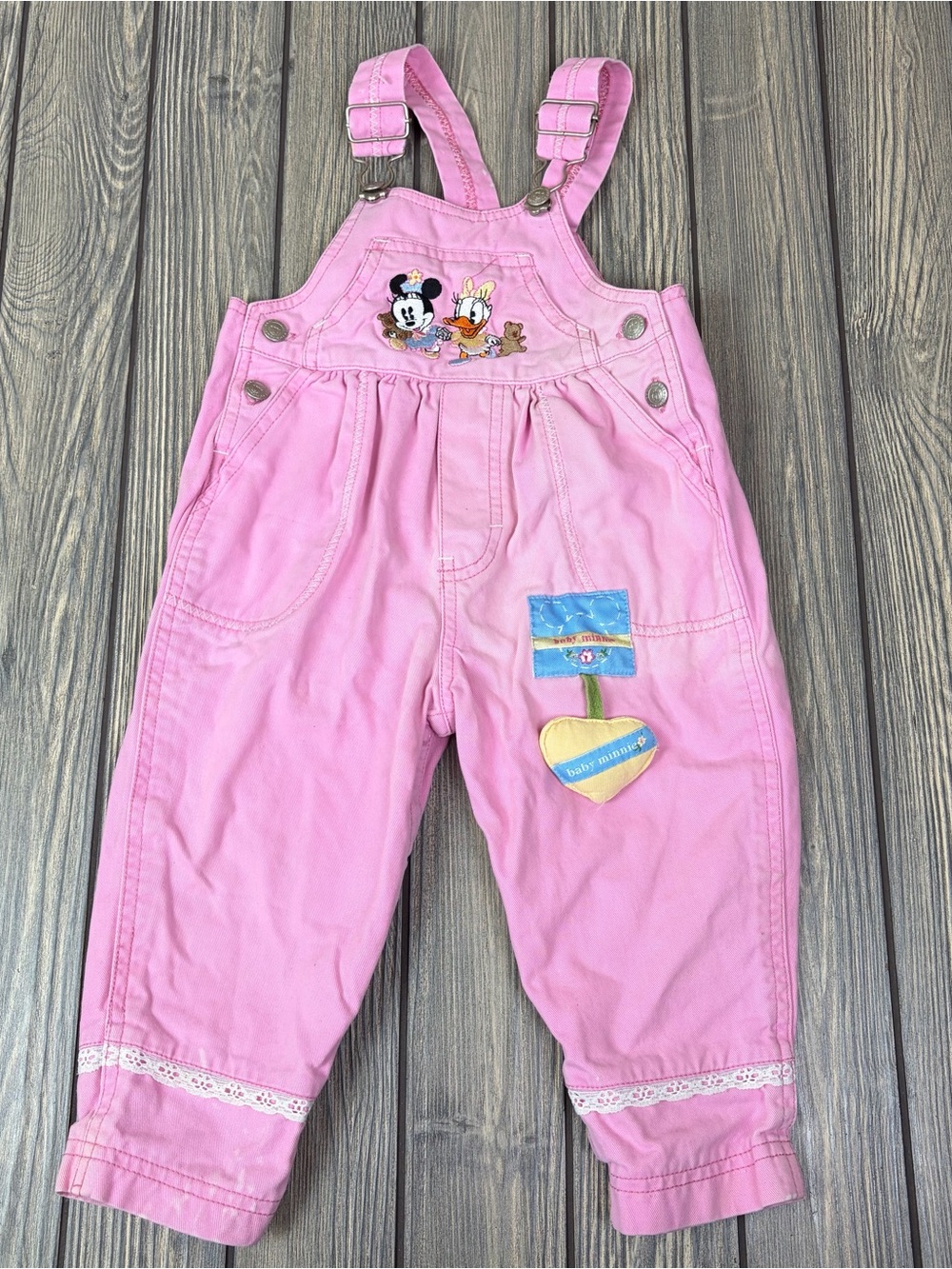 Vintage Y2K Baby Mickey & Co Pink Overalls Size 24m